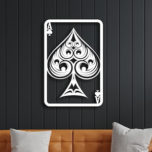Art mural cartes As de pique, Plaque murale en métal, Suspension murale en métal, Cartes As de pique, Jeux de cartes, Décoration d'intérieur en métal, Cadeau de pendaison de crémaillère
