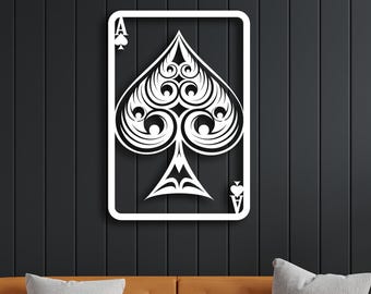 Ace Of Spades Card Wall Art, Metal Wall Sign, Metal Wall Hanging, Ace Of Spades Card, Playing Cards, Metal Home Decor, Housewarming Gift