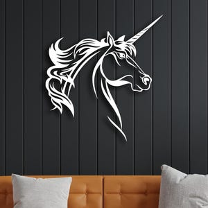 Eenhoorn kunst aan de muur, metalen eenhoorn muur decor, metalen muur kunst, housewarming cadeau, interieur, kantoor decor, paardenliefhebber cadeau, kerstcadeau