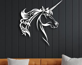 Unicorn Wall Art, Metal Unicorn Wall Decor, Metal Wall Art, Housewarming Gift, Home Decor, Office Decor, Horse Lover Gift, Christmas Gift