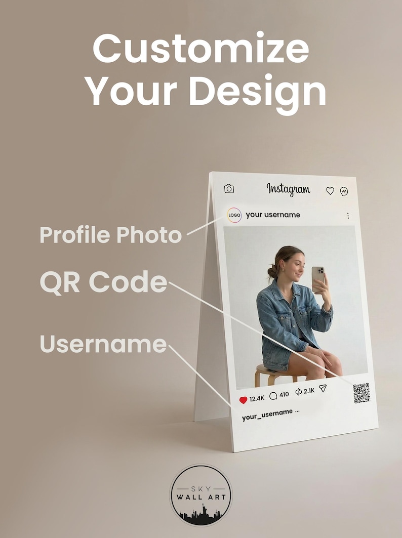Custom Selfie Frame Sign With QR Code – Metal Social Media Display for ...