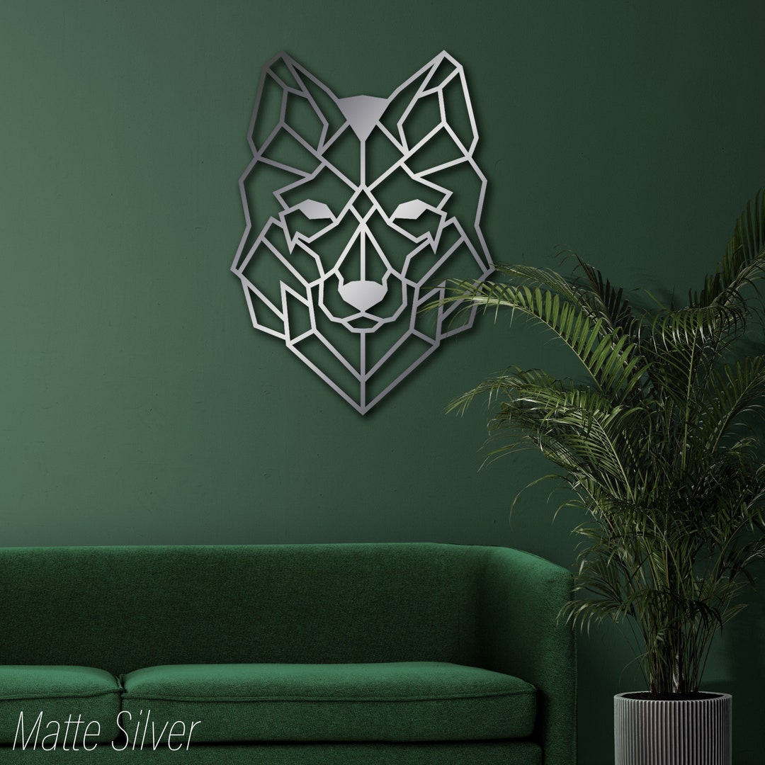 Wolf Head Metal Wall Art, Wolf Metal Wall Decor, Geometric Wolf Wall