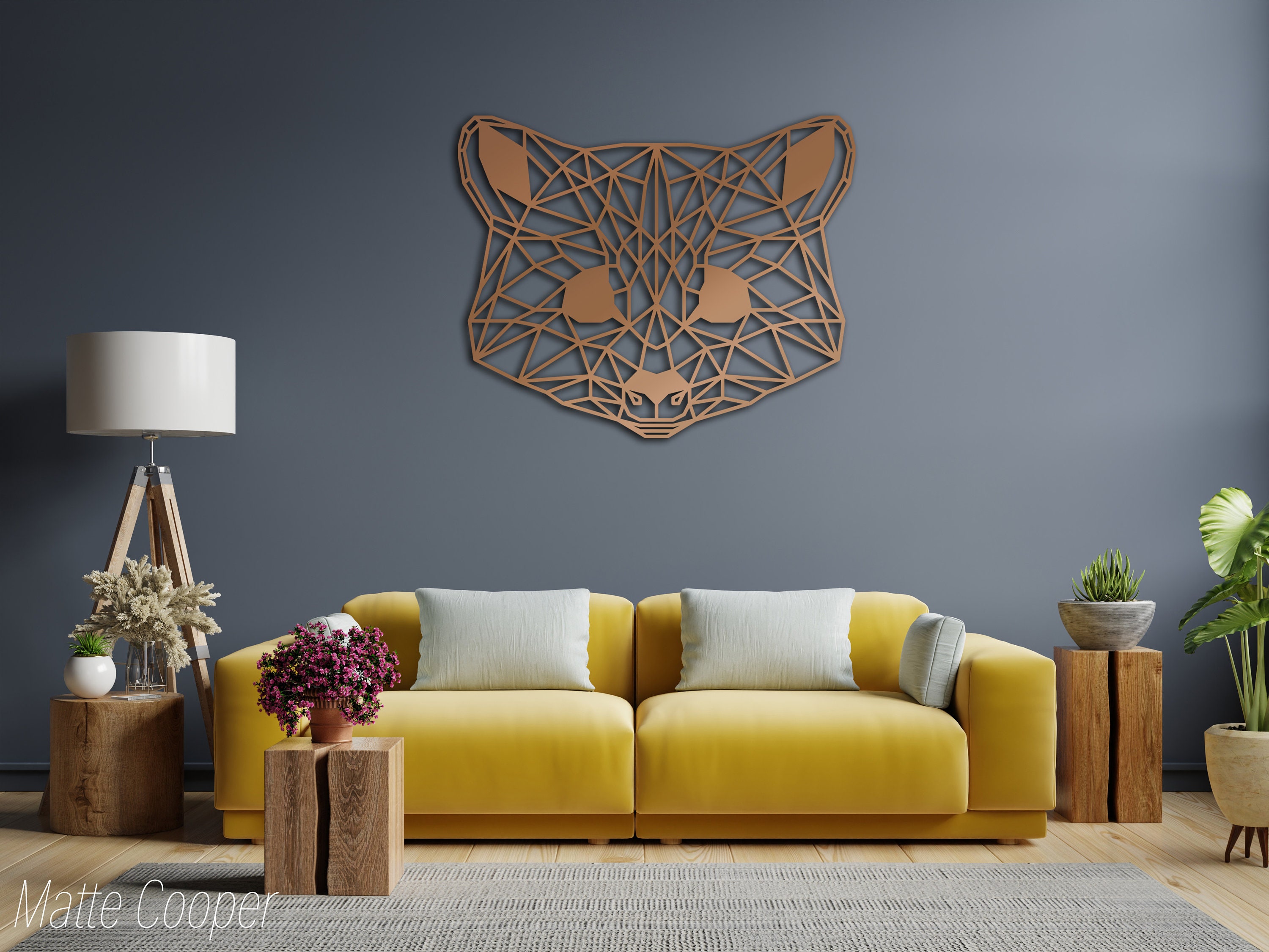 Metal Racoon Panel Geometric Metal Raccoon Head Wall Art, Raccoon Wall Art, Metal ...