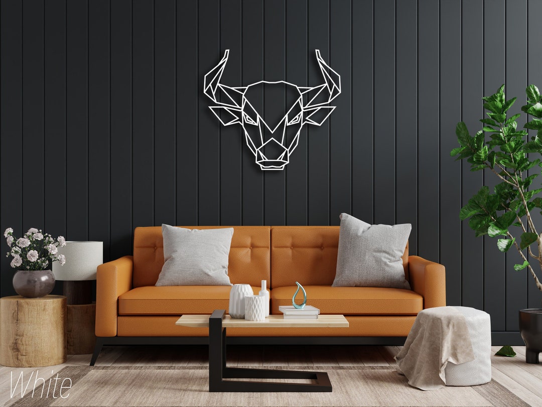 Metal Bull Wall Art, Geometric Wall Art, Interior Decoration, Gift for Rodeo Lover, Office Decor