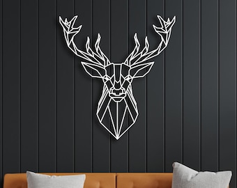 Geometric Deer Head Wall Art, Metal Deer Wall Art, Metal Wall Decor, Wall Hangings, Trendy Deer Wall Art, Livingroom Wall Art, Deer Lovers