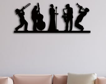 Metal Musicians Wall Art, Jazz Band Wall Art , Music Metal Wall Decor , Home Decor, Music Metal Jazz Group Sign, Housewarming, Wall Art