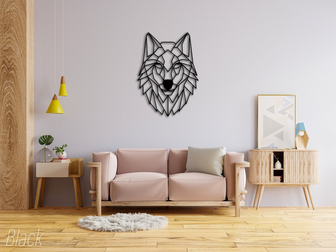 Wolf Head Geometric Metal Wall Art, Wolf Metal Wall Decor, Metal Wall