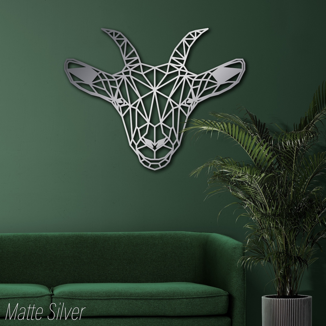 Metal Goat Head Wall Art, Goat Wall Decor, Geometric Wall Art, Interior Decoration, Gift for