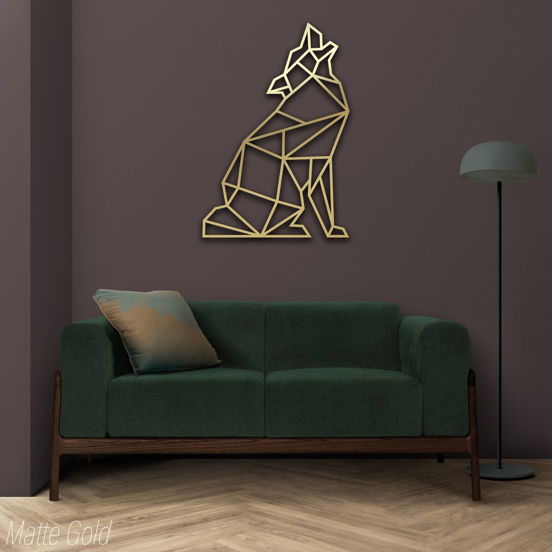 Geometric Metal Wolf Wall Decor, Geometric Wolf Wall Art, Minimalist