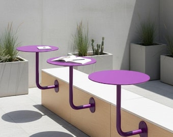 Round Cafe Table, Foldable Wall Mounted Cafe Table | Metal Bistro Table | Practical Space Saving Wall Design, Powder Coated Metal & Steel