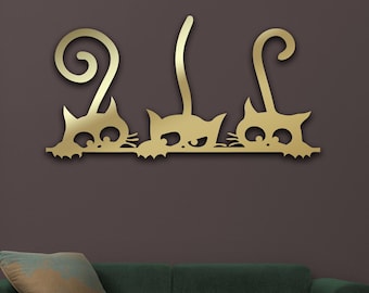 Metal Cat Decor, Wildlife Lover Gift, Cat Sign Decor, Gift for Her, Home Decoration, Wall Hangings, Cat Lover Gift, Christmas Gift, Cats