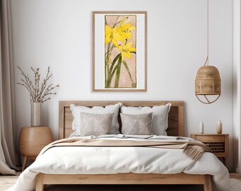 Daglelie botanische illustratie-ongebruikelijk formaat DIGITAL ART PRINT