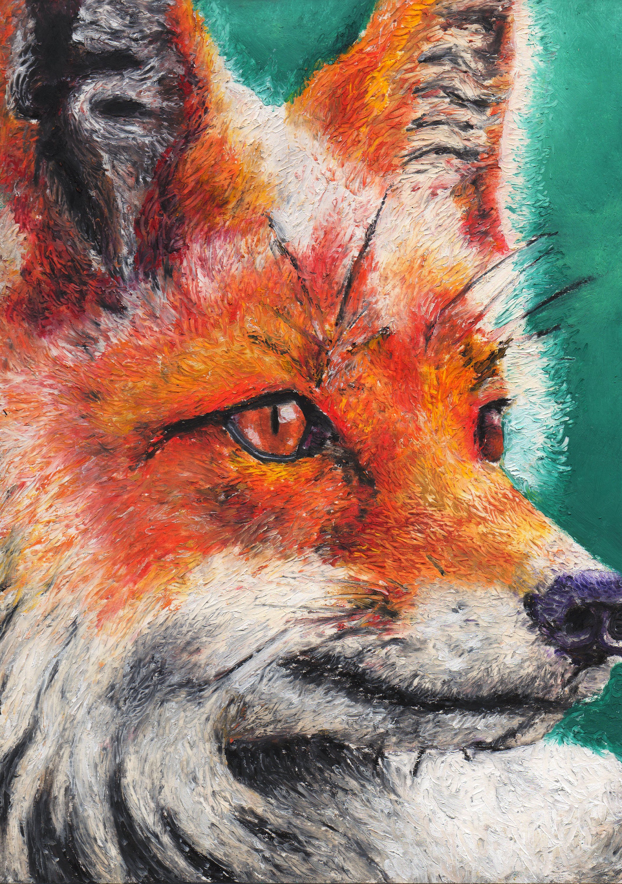 Original Marble Fox Oil Pastel Painting (framed Ready to Hang) - Etsy
