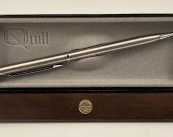 Vintage Quill Silver Writing Pen Malaspina University In Original Box EUC Works!