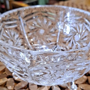 American Brilliant Period ABP Cut Glass Crystal Footed 5&quot; Bowl EUC, Beautiful!!!