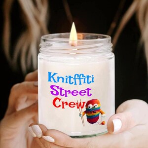 Gifts for Knitters, Housewarming Gift, Knitter Gift, Cool Candle, Knitffiti Gift, Coworker Candle, Knitting Gift Idea, Girlfriend Candle