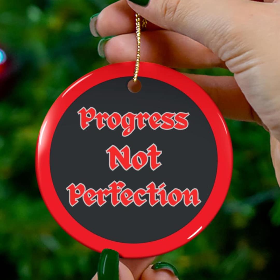 Addictions Recovery Folder Progress Not Perfection Ceramic Ornament, One Day at A Time, Memorial ...