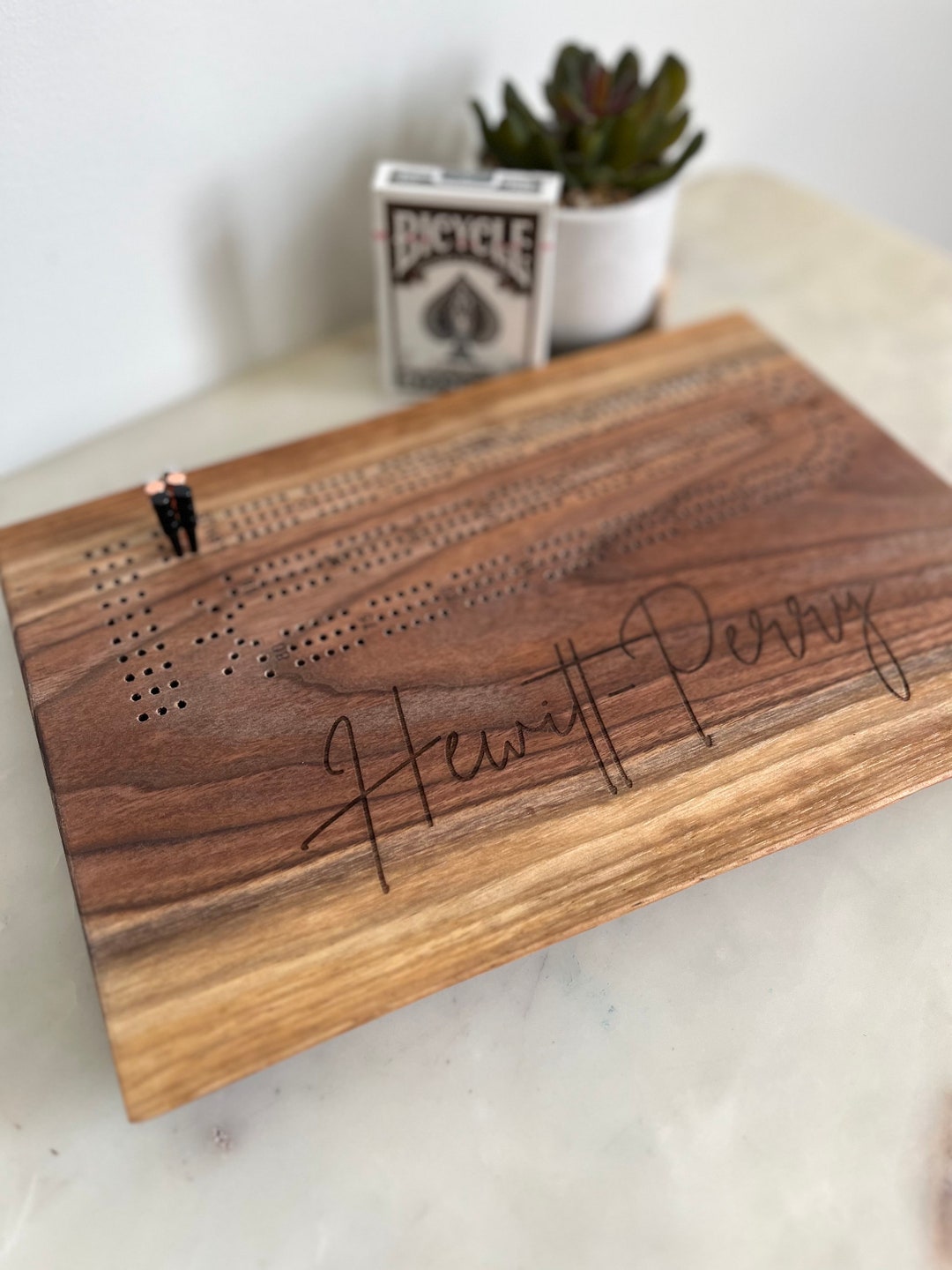 Cribbage Board Unique Crib Board Personalized Board Game Etsy