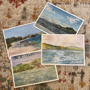 Costa Rica Beach and Rainbow Watercolor Art Painting Print, Travel Print, Art Decor, Architecture Print, Wall Art 5x7,