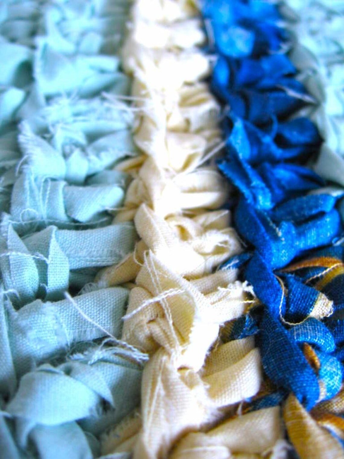 Handmade - Crochet - Cotton Rag Rug /multi Colors W/blues, Pastel ...