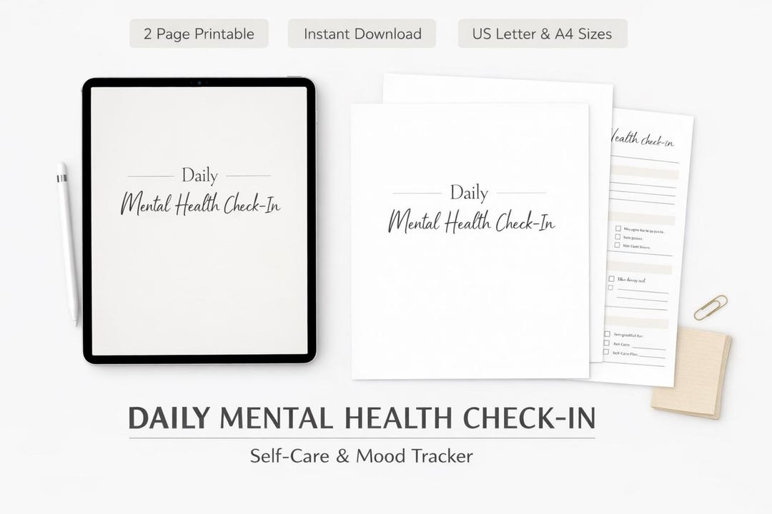 Daily Mental Health Check-in Printable | Self Care Worksheet | Anxiety ...
