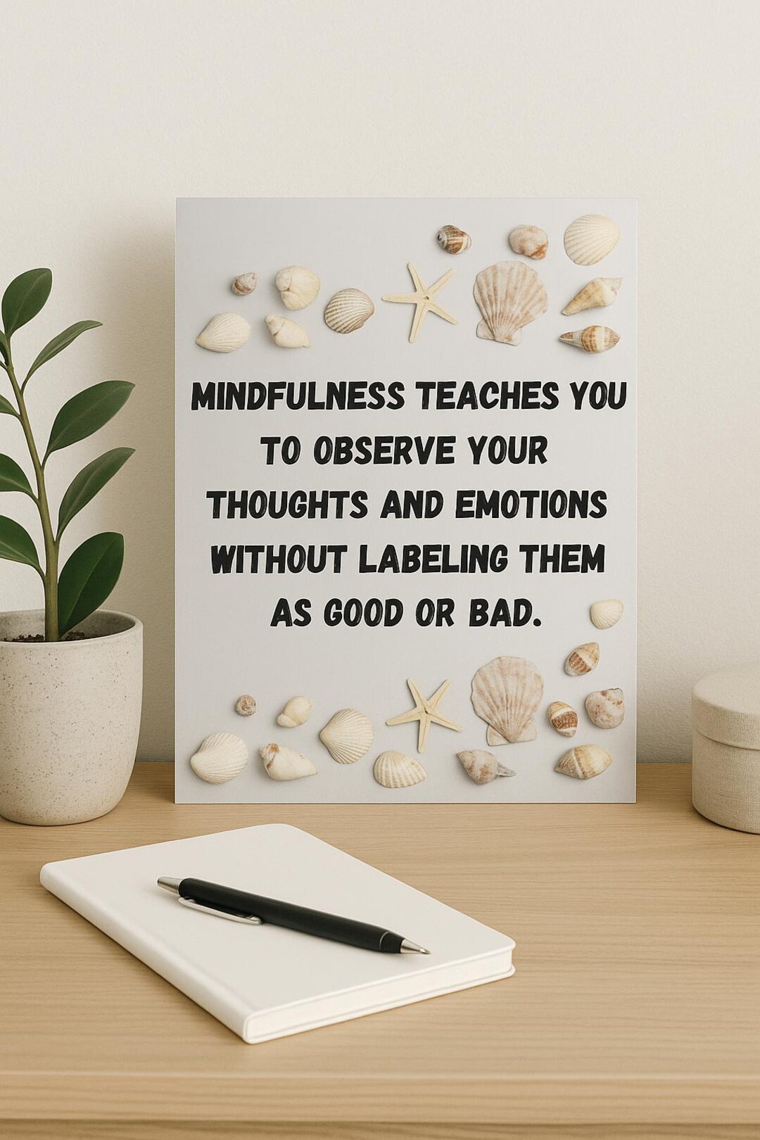 Mindfulness Quote Wall Art | Seashell Coastal Decor | Inspirational ...