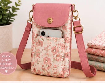 Beginner Crossbody Phone Bag Sewing Pattern, Small Purse PDF (Digital Download)