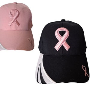 Pink Ribbon Breast Cancer Awareness Black & Pink Baseball Cap/Hat