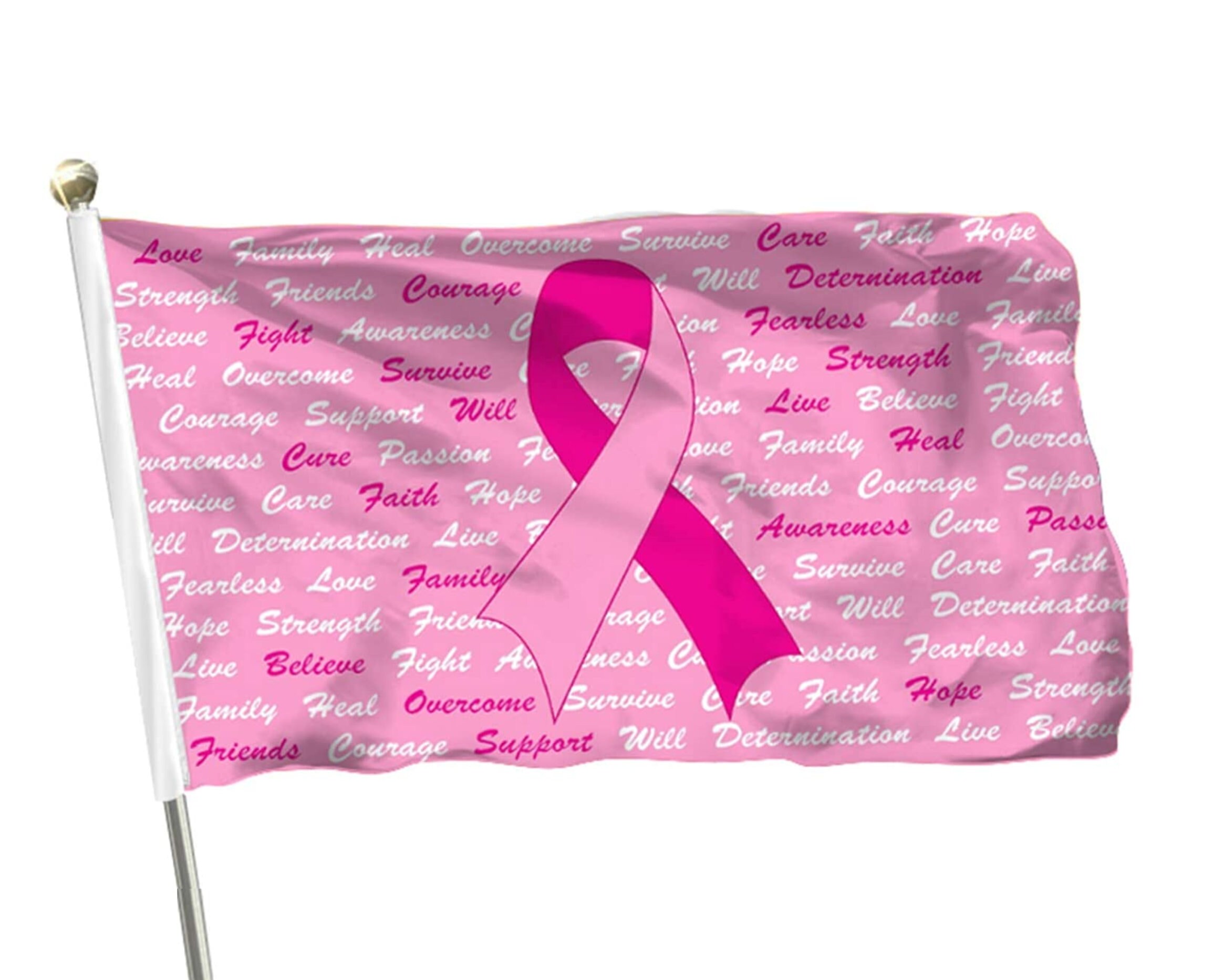 Bannière Sensibilisation Cancer Du Sein Octobre Rose - Toile De Fond Tissu 150x100cm + 3 Guirlandes Fanions - Décoration événement Caritatif