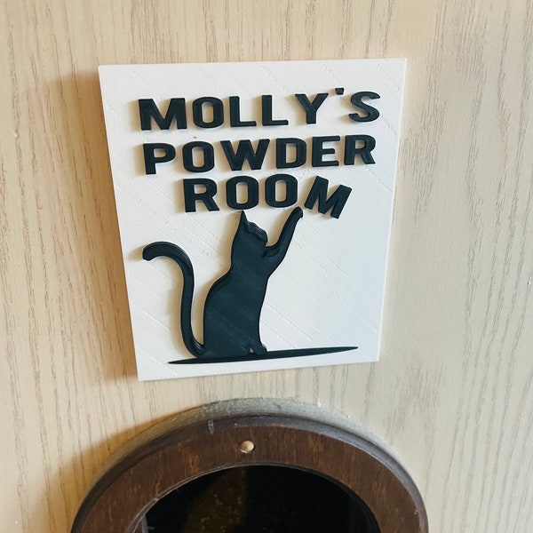 Cat Litter Box Room Sign, Powder Room, Feline Restroom Sign