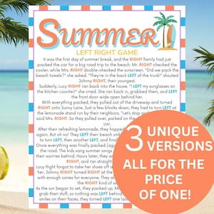 Summer Left Right Game Fun Summer Games for Kids Family Summer Left Right Poem Gift Exchange Game Pass the Prize Summer Activities Printable