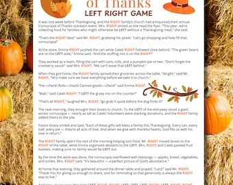 Thanksgiving Left Right Game PDF | Holiday Party Game | Family Activity