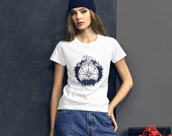 Womens Short Sleeve T-shirt with Compass