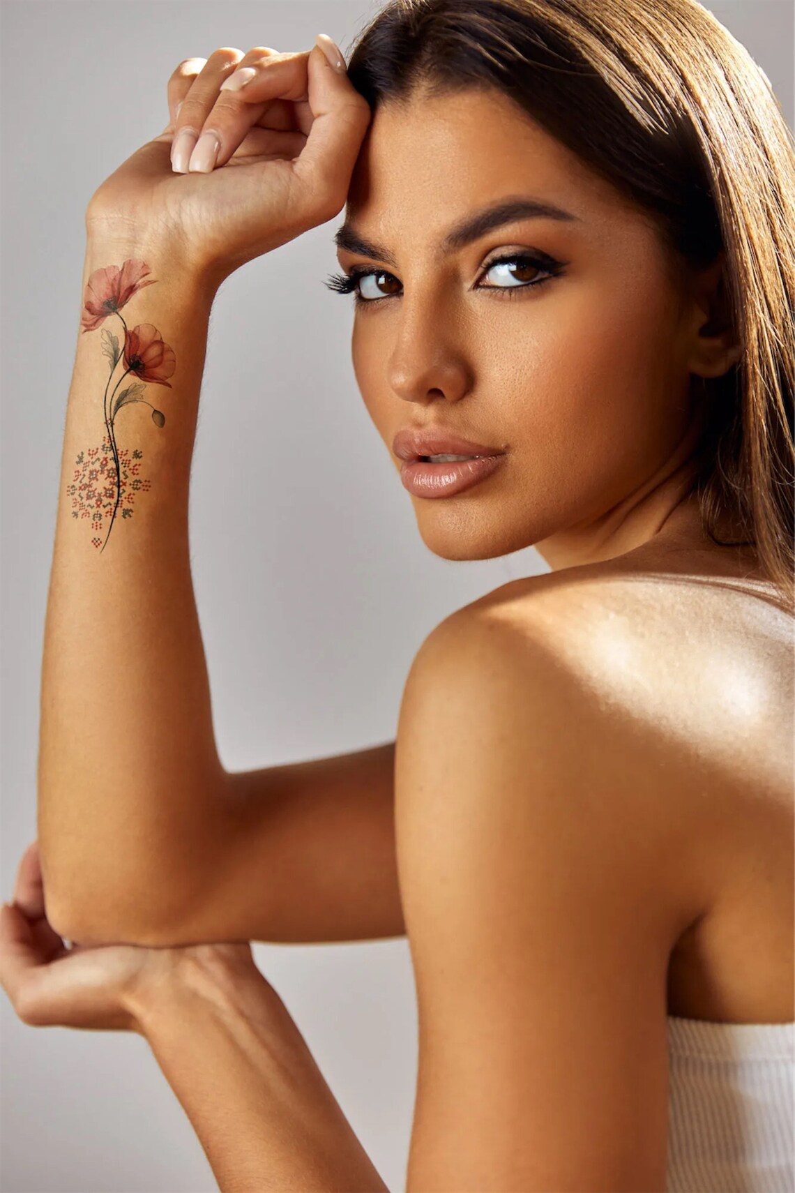 Temporary Tattoos Set of 5 Tattoo Sticker Flower Fake Tattoos, Simple