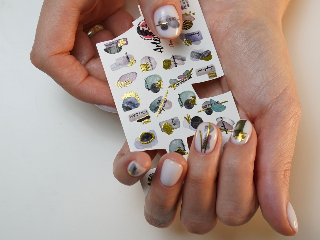 Colorful Abstract Stickers for Nails, Water Art Decals for Girls