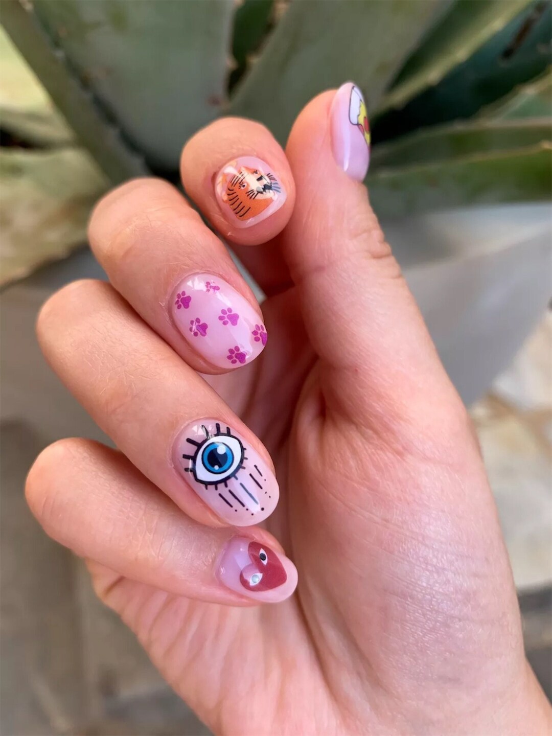 Colorful Water Nail Stickers, Aesthetic Nail Stickers, Mystical Waterslide Nail Decals for Girls