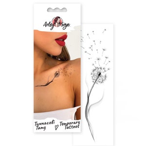 Tattoo of dandelion, fake flower tattoo, little temporary tattoo flower, waterproof tattoos stickers, fake tattoo that look real
