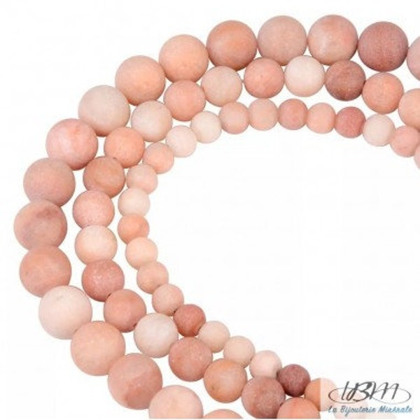 Perles matte rondes de 8 mm en Aventurine Rose