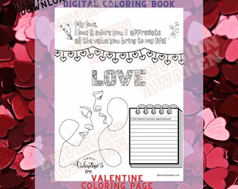 Valentine - Love - 1 Coloring / Activity page  *DIGITAL DOWNLOAD*