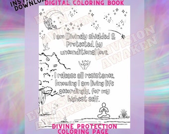 Divine Protection - 1 Coloring page  *DIGITAL DOWNLOAD*