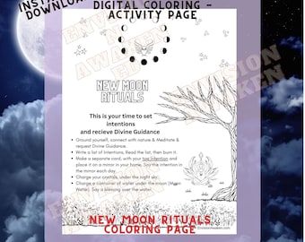 Moon Rituals - 2 Coloring pageS  *DIGITAL DOWNLOAD*