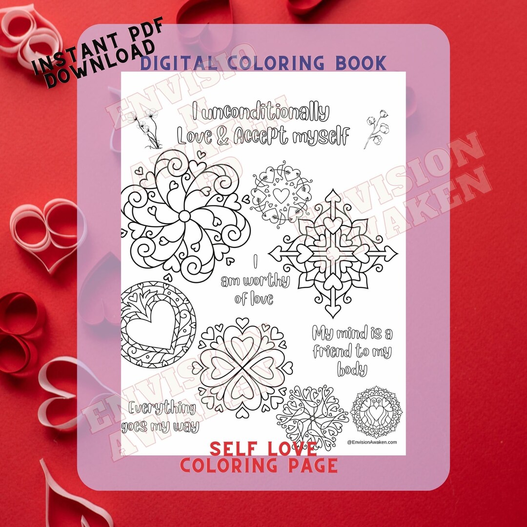 Self Love | Affirmation Coloring Page | Digital Download - Etsy