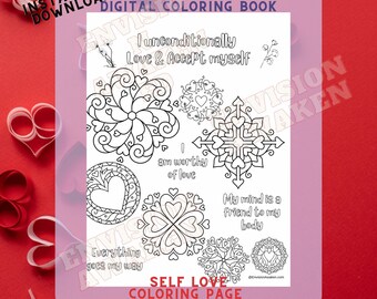 Self Love - 1 Coloring page  *DIGITAL DOWNLOAD*