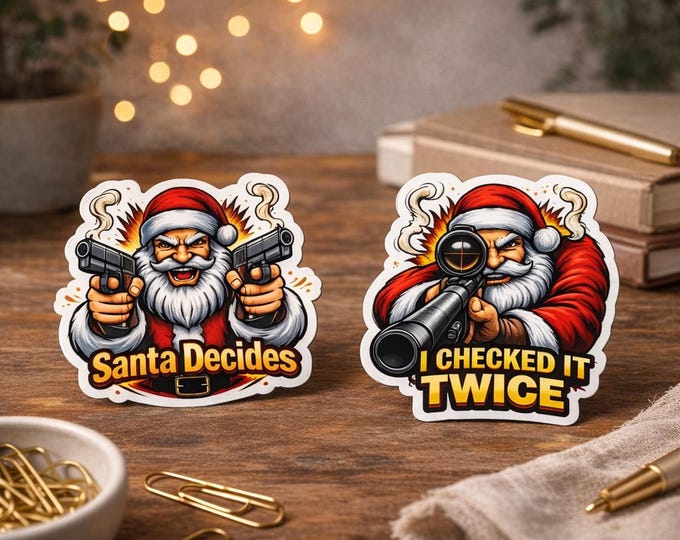 Official Santa Decides Sticker | Dark Humor Holiday Vinyl Sticker | Laptop Water Bottle Decal