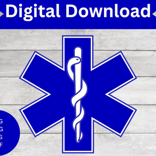 Star of Life, EMS Paramedic svg, EMT svg, Medical 1 Color Outlined Symbol svg, star of life sticker, cut file svg pdf png, Digital Download