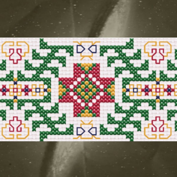 Traditional Latvian "Bee Hive" Folk Embroidery | Instant PDF Download Counted Cross Stitch Bookmark Pattern