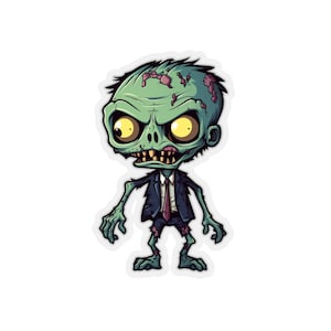 Adorable Undead: Cute Zombie Kiss Cut Sticker for Horror Fans!