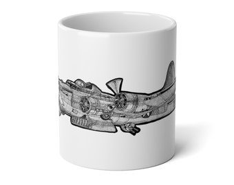 B-17 White Jumbo Mug, 20oz, coffee cup, coffee mug, military coffee cup  - FREE SHIPPING!