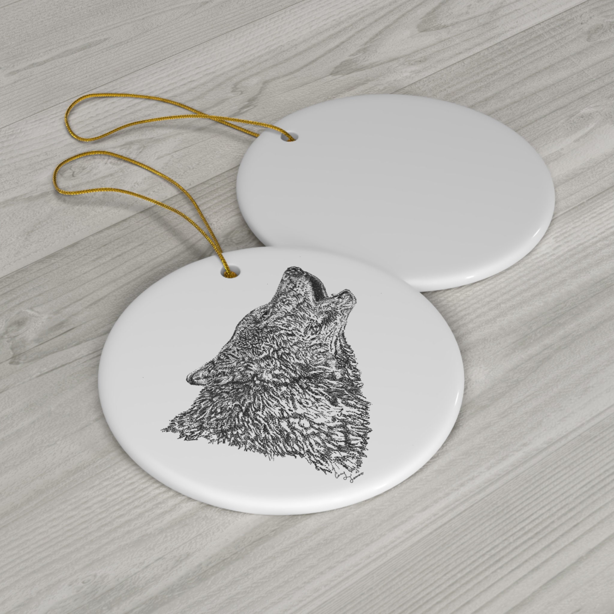Discover Howling Wolf Ceramic Ornament, 1-Pack, Cabin country Christmas ornament -FREE SHIPPING