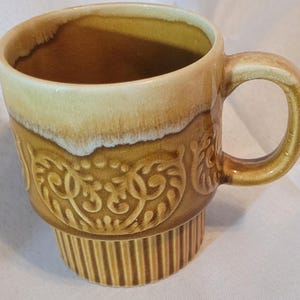 Vintage brown drip glaze coffee mug made in Japan, stackable ceramic mug, only 1 available